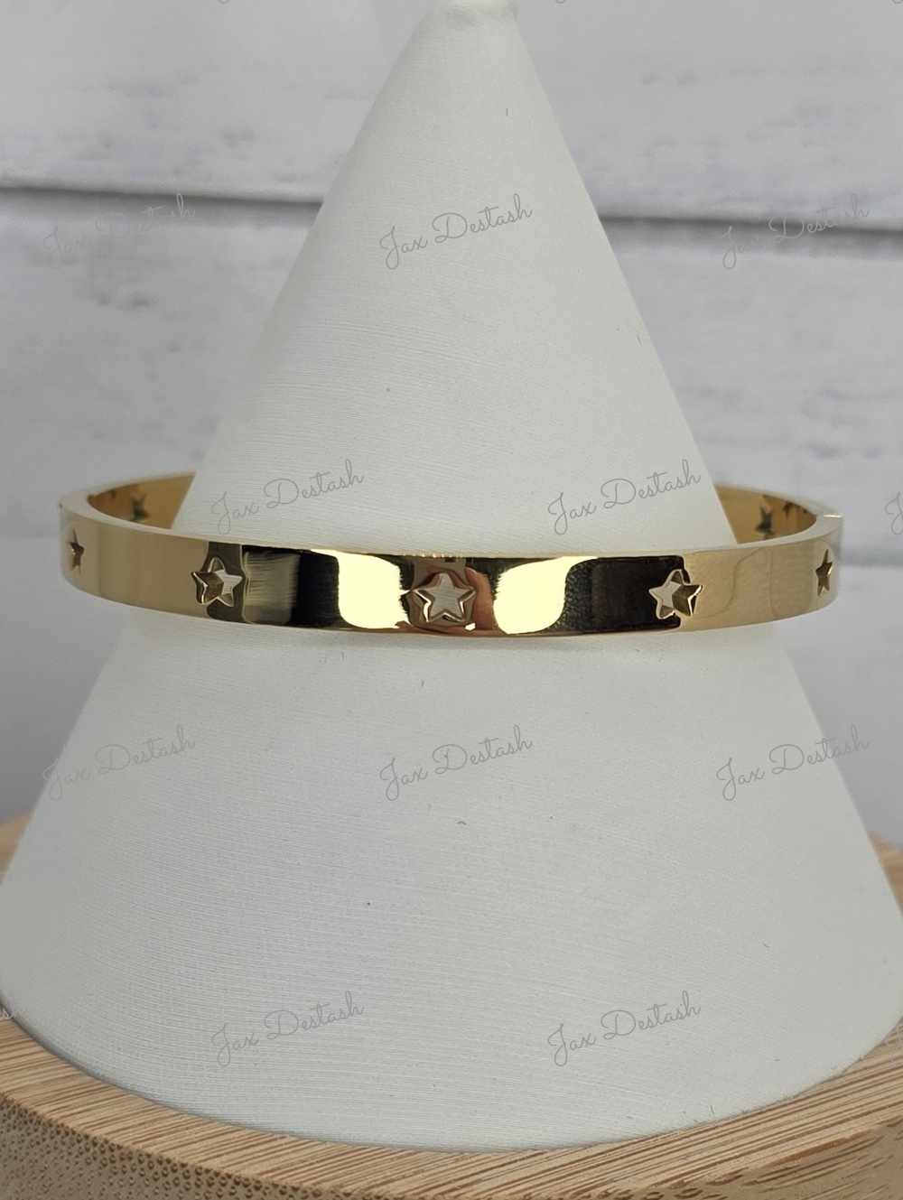 Stainless Steel Gold Tone Star Bracelet BR115